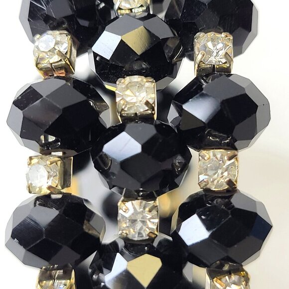 Black Bead Wraparound Stretch Slip-on Cuff Bangle - Picture 2 of 8